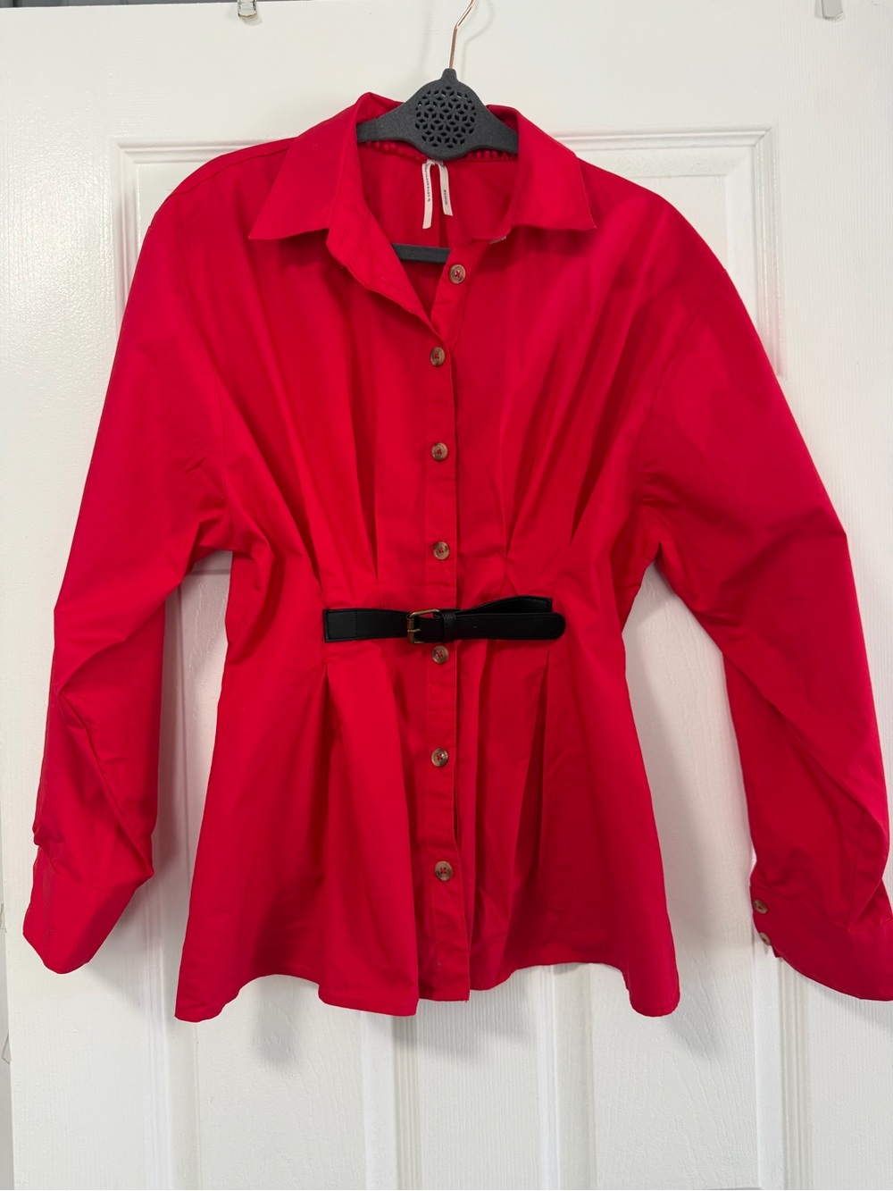 By Anthropologie Belted Buttondown Shirt Size 4 - Picture 3 of 10